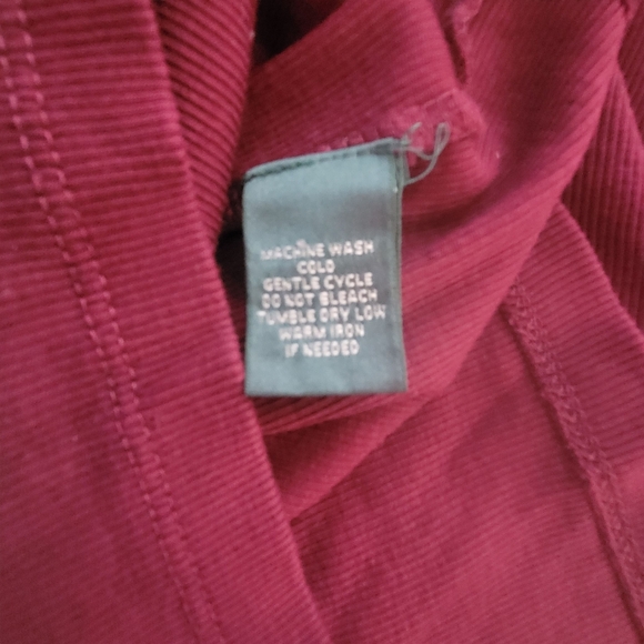 Vintage Lauren Ralph Lauren Womens (L) Burgundy Ribbed Ruffle Neck Lg Sleeve Top - Picture 5 of 6